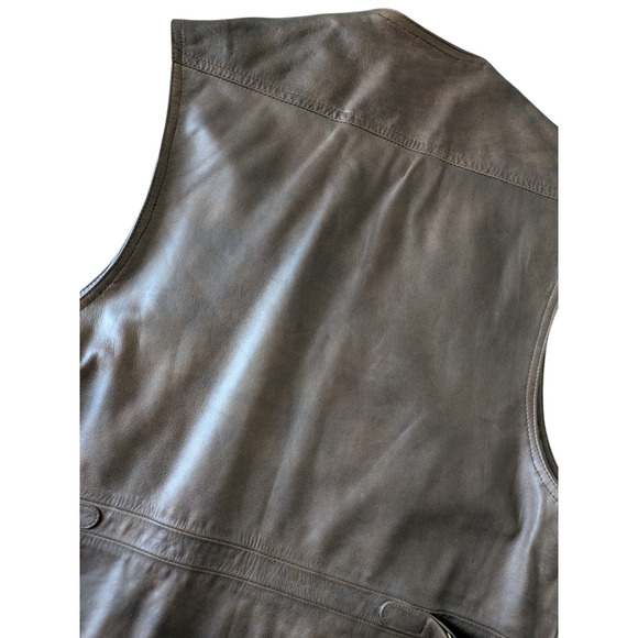 Tostado Argentina Brown 100% Leather Zip Front Shooting Vest Size XXL Quilted - Picture 10 of 13
